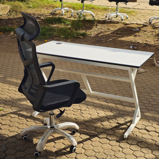 1.2 meters desk and headrest chair with lumbar support