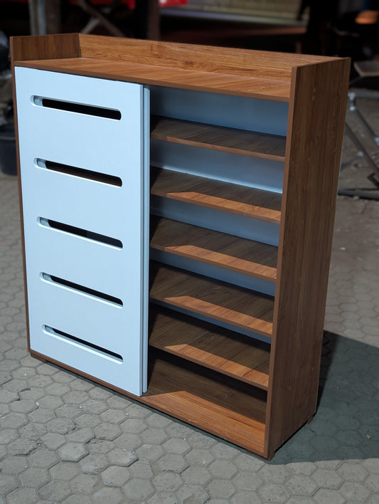4 by 4 feet sliding door shoe rack with top shelf